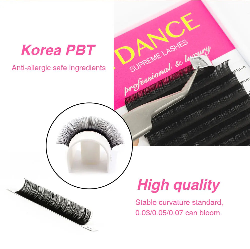 TDANCE Eyelash Extension 16Rows Korea PBT C/CC/D/DD Individual Supplies Professional Natural Faux Mink Russian Volume Eyelashes