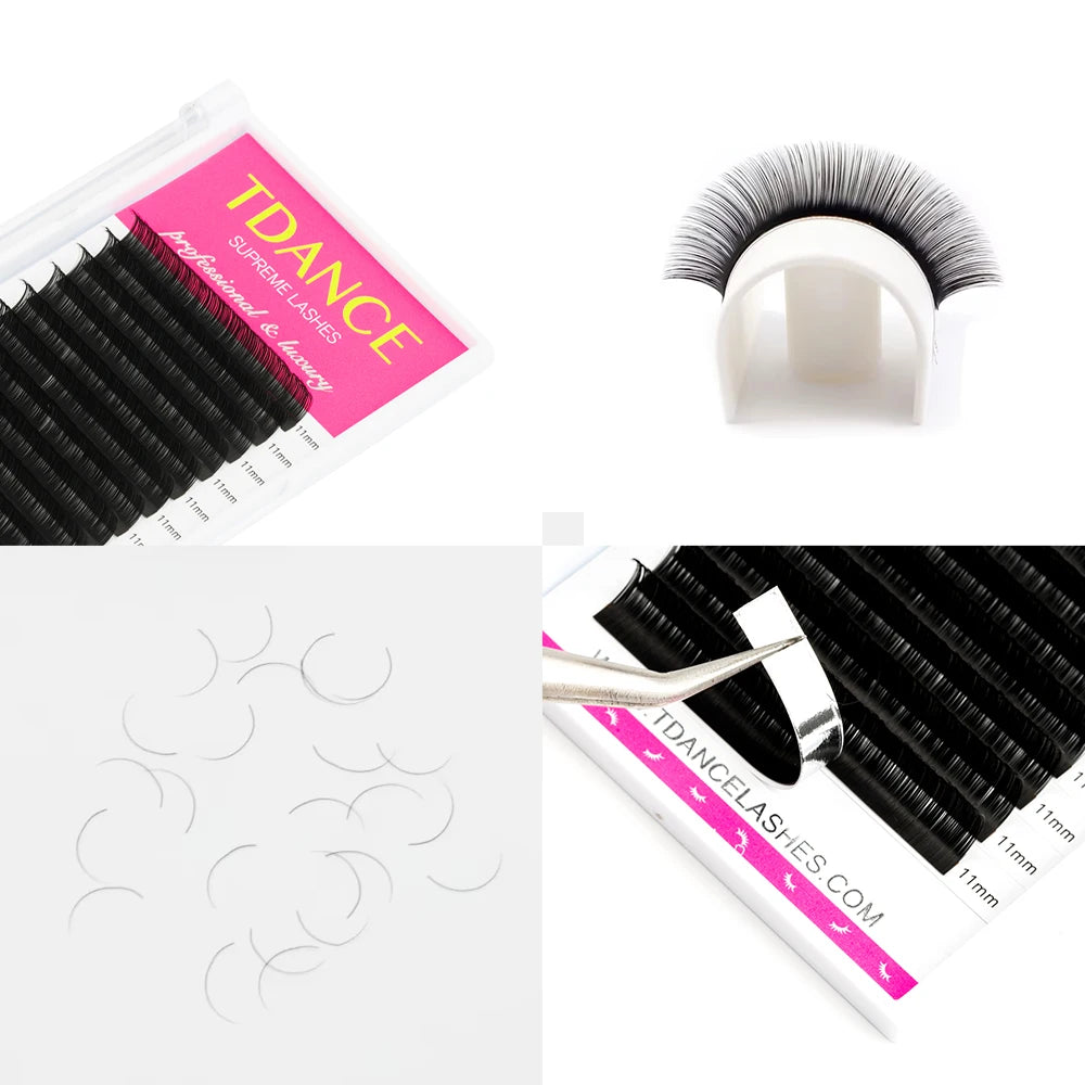 TDANCE Eyelash Extension 16Rows Korea PBT C/CC/D/DD Individual Supplies Professional Natural Faux Mink Russian Volume Eyelashes