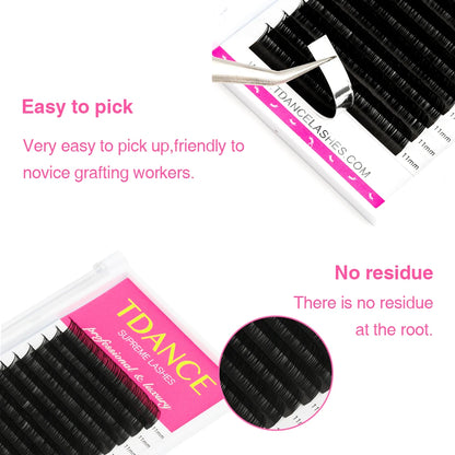TDANCE Eyelash Extension 16Rows Korea PBT C/CC/D/DD Individual Supplies Professional Natural Faux Mink Russian Volume Eyelashes